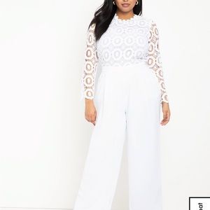 Eloquii White Lace Wide Leg Jumpsuit - Size 16
